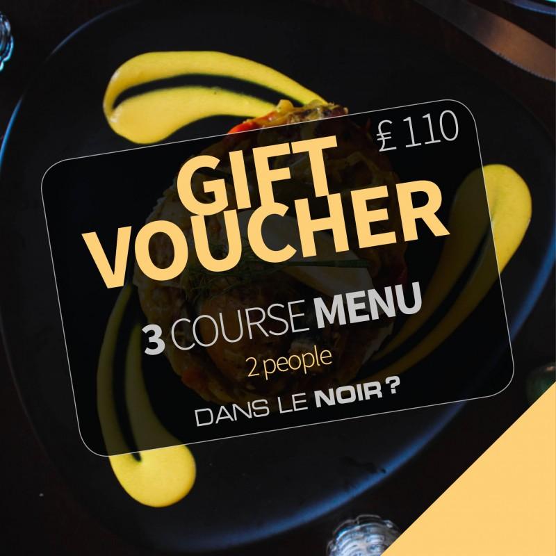 gift voucher three course menu 2 people