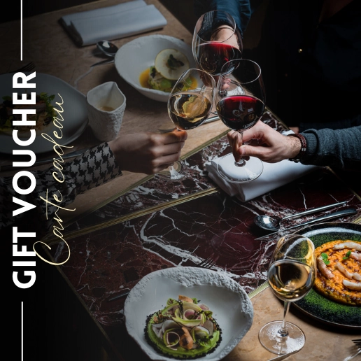 E-Gift voucher - Three course Menu & 1 glass of wine - 2 people
